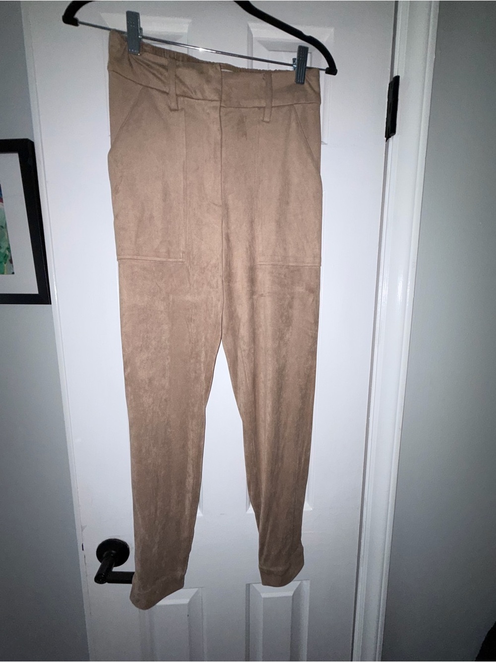 Brochu Walker Straight-Leg Suede-Look Pants in Tan